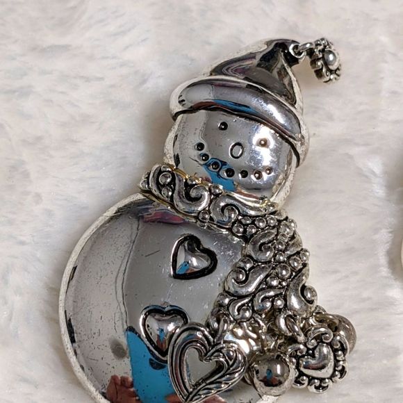 Christmas Holiday Snowman Brooche/Pendant & Pierced Earrings - Picture 6 of 8